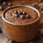 Warm chocolate mug cake with melted chocolate chips on top, ready in minutes for a quick healthy dessert | kaynmaytkal.com