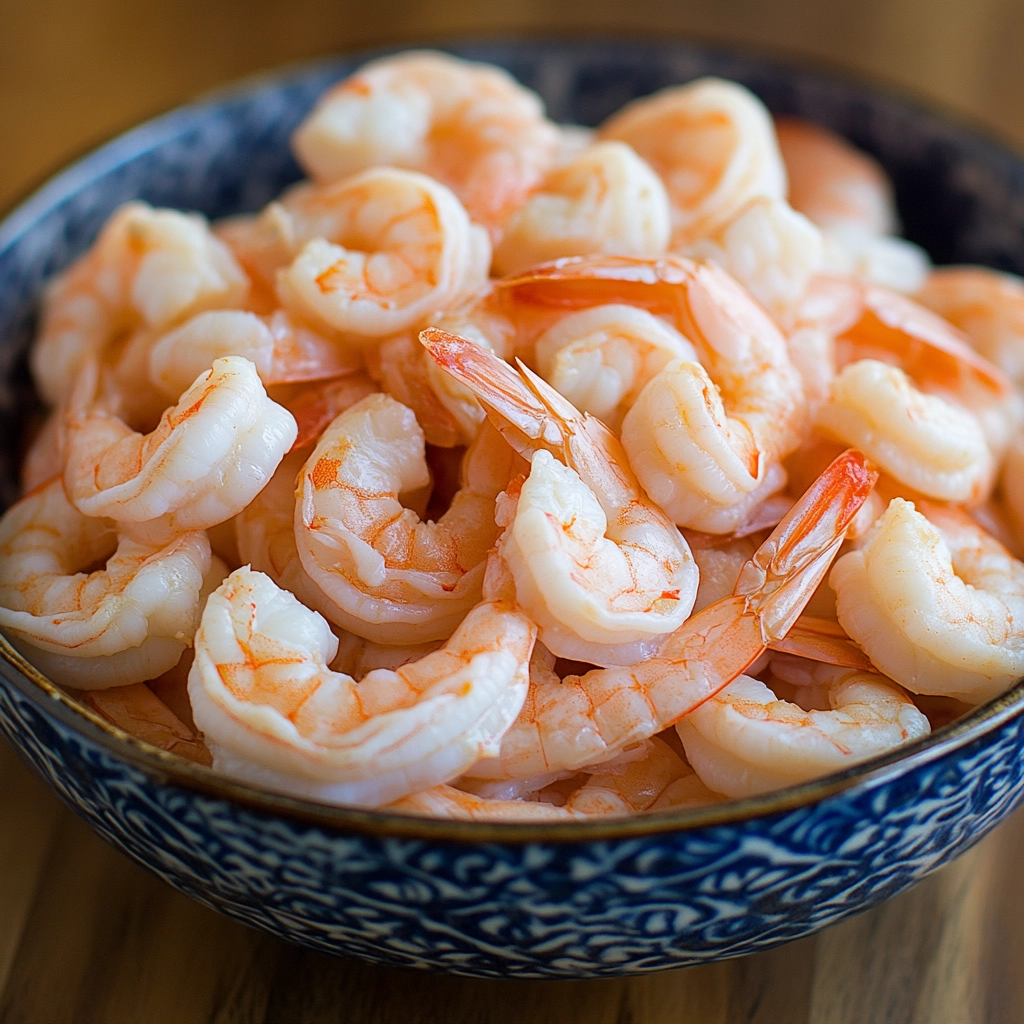 A bowl of peeled shrimp ready for cooking in easy Japanese recipes | kaynmaytkal.com