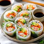 Shrimp and avocado sushi rolls with dipping sauce for easy Japanese recipes | kaynmaytkal.com