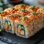 Freshly sliced cucumber garnished with sesame seeds, a neutral ingredient for sushi recipes | kaynmaytkal.com