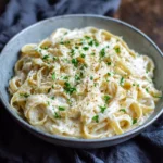 Creamy fettuccine Alfredo topped with parsley, showcasing the 3-ingredient secret to perfect sauce | kaynmaytkal.com